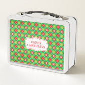 Lunch Box Joyeux Noël vert et rouge plaid (Dos)