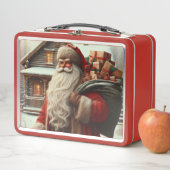Lunch Box Joyeux Noël vintage Père Noël (En situation)