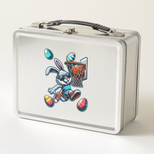 Lunch Box Joyeux Pâques Basket-ball Garçons Lapin de Pâques (Devant)