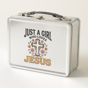 Lunch Box Juste une fille qui aime Jésus Floral Cross Shirt_
