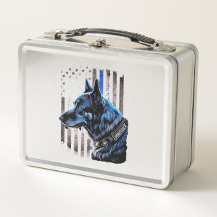 Lunch Box K9 Berger Allemand Police Chien Mince Ligne Bleue