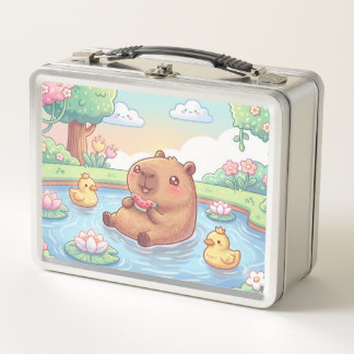 Lunch Box Kawaii capy in a pond