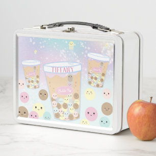 Lunch Box Kawaii Cute Tapioca Pearl Buble Milk Tea Rainbow