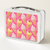 Lunch Box Kawaii pink pattern with strawberry ice cream  (Dos)