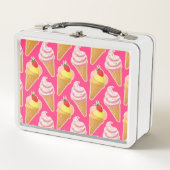 Lunch Box Kawaii pink pattern with strawberry ice cream  (Devant)