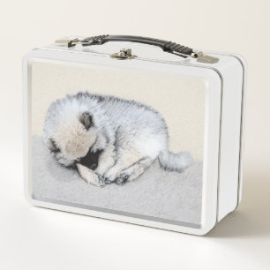 Lunch Box Keeshond Sleeping Puppy Peinture Chien Art origina