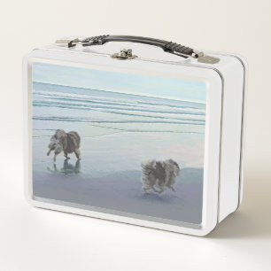 Lunch Box Keeshonds at the Seashore Peinture Dog Art