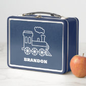 Lunch Box Kids Train Boys Blue Custom Name (En situation)