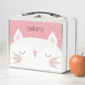 Lunch Box Kitten blanc - Nom - Rose (En situation)
