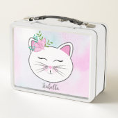 Lunch Box Kitty Avec Papillon Rose Personnalisé (Dos)