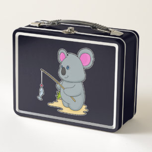 Lunch Box Koala en Fisher avec la canne à pêche et le poisso