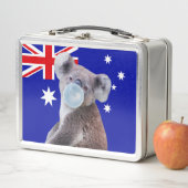 Lunch Box Koala soufflant un bubble gum bleu Drapeau Austral (En situation)