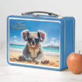 Lunch Box Koala sur une plage de sable Joyeux Noël (En situation)