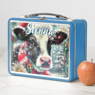 Lunch Box La vache rêve de temps chaud Floral Personnalisé