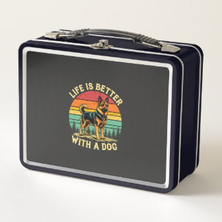 Lunch Box La vie est meilleure avec un chien - Vintage Sunse