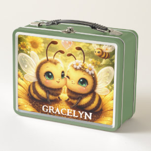 Lunch Box L'ABEILLE MINE sur un tournesol.