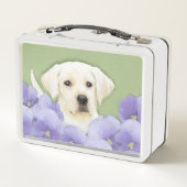 Lunch Box Labrador Retriever Puppy Painting Original Chien A (Dos)
