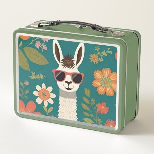 Lunch Box Lama cool En Lunettes De Soleil Patchwork Floral (Dos)