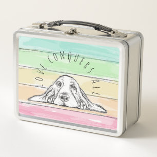 Lunch Box l'amour conquiert tout chien arc-en-ciel basset ho
