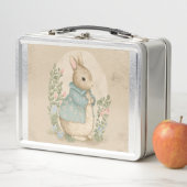Lunch Box lapin à pierre vintage avec fleurs (En situation)