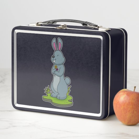 Lunch Box Lapin aux fleurs (En situation)
