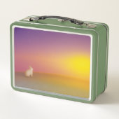 Lunch Box Lapin blanc mignon sur Grassy Hill au lever du sol (Dos)