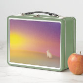 Lunch Box Lapin blanc mignon sur Grassy Hill au lever du sol (En situation)