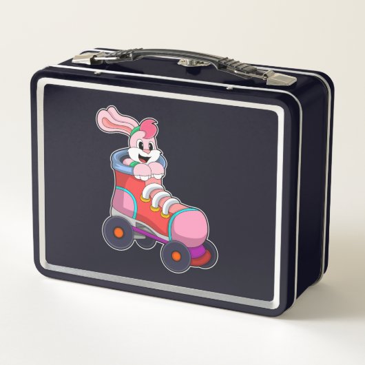 Lunch Box Lapin comme Patineur Inline avec Patins Inline (Dos)