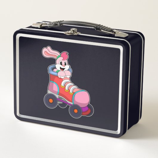 Lunch Box Lapin comme Patineur Inline avec Patins Inline (Devant)