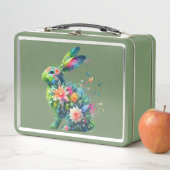 Lunch Box Lapin de lapin de puissance de fleurs (En situation)