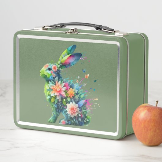 Lunch Box Lapin de lapin de puissance de fleurs (En situation)