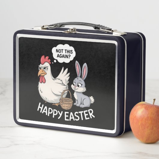 Lunch Box Lapin de Pâques Joyeux Poulet Lapin Pas Encore Ça (En situation)