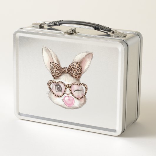 Lunch Box Lapin de Pâques Lunettes Mignonnes Léopard Lapin d (Devant)