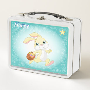 Lunch Box Lapin heureux mignon et étoile sur fond bleu clair