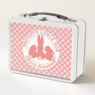 Lunch Box Lapins et motif roses de corail de guingan