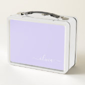 Lunch Box Lavande Purple Script Moderne Fille Monogramme Nom (Dos)