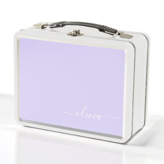 Lunch Box Lavande Purple Script Moderne Fille Monogramme Nom