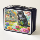 Lunch Box Le chat donne de l'eau aux fleurs plantes (Dos)