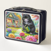 Lunch Box Le chat donne de l'eau aux fleurs plantes (Devant)
