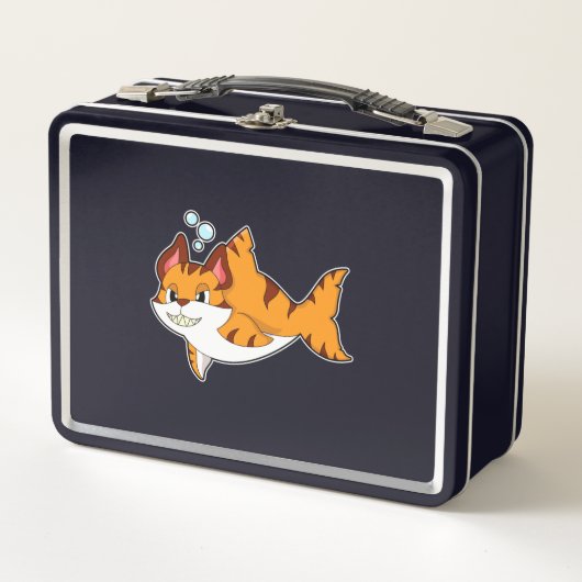 Lunch Box Le chat tigre comme requin dans l'eau.PNG (Devant)