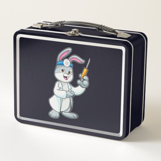 Lunch Box Le lapin comme docteur à la vaccination avec la se (Devant)