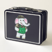 Lunch Box L'éléphant comme soldat avec uniforme et casque (Dos)