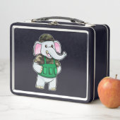 Lunch Box L'éléphant comme soldat avec uniforme et casque (En situation)