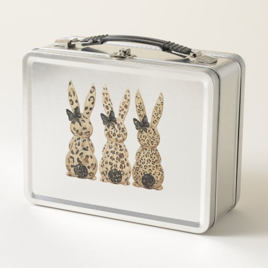 Lunch Box Leopard Cute Bunny Bow Funny Christian Easter Day  (Devant)