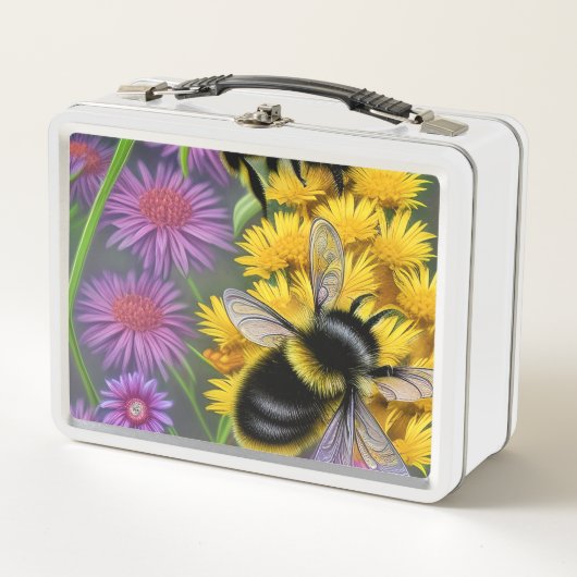 Lunch Box Les abeilles dans une prairie à fleurs (Devant)
