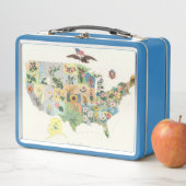 Lunch Box Les Etats-Unis fleurissent la carte - notre (En situation)