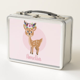 Lunch Box Les filles adorent le cerf rose et les fleurs Les