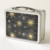 Lunch Box Les flocons dorés de Noël sur l'Arrière - plan noi (Dos)