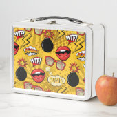 Lunch Box Les lèvres rétro Bomb Rouge/Or ID553 (En situation)