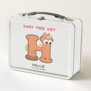 Lunch Box Lettre H Horse Ajouter Nom Allergies Retour À L'Éc